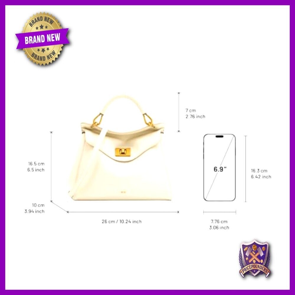 Vegan Leather Top Handle Bag Classic Chic Minimal Crossbody Adjustable Strap - Picture 4 of 7